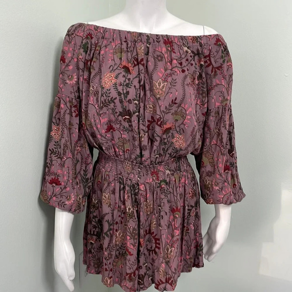 Free People Pretty And Free Romper in mauve color combo size large - Picture 6 of 12